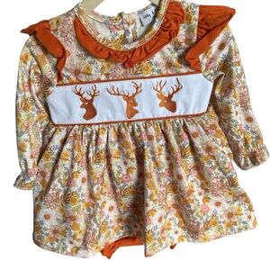 Abby & Evie  boutique deer bodysuit twirl